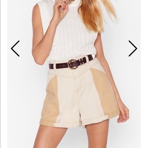 Two tone denim shorts